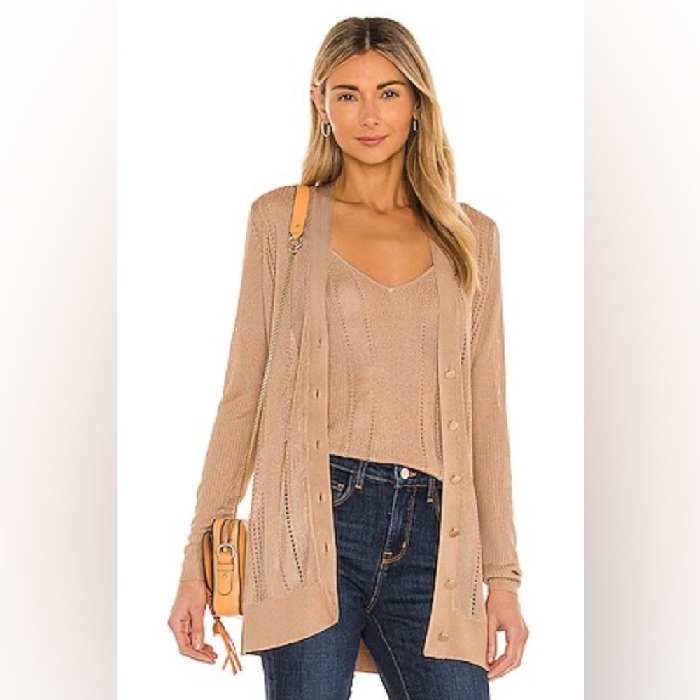 L’AGENCE Millie Button‎ Down Cardigan in Pecan.